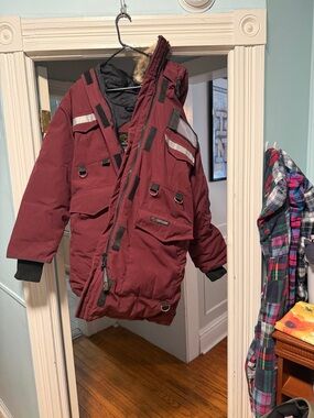 Canada Goose Maroon Expedition Jacket with fur trim
